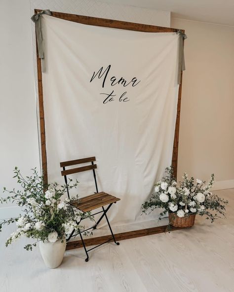 Love the way our backdrop was styled for a beautiful mamas baby shower! Did you know we have several different backdrop lettering options? Dm us for any inquiries🤍 Diy Boutique Backdrop, Professional Backdrop Ideas, Winter Bridal Shower Photo Backdrop, Wooden Picture Backdrops, Pre Parenthood Party, Special Delivery Baby Shower Theme, Clothes Line Baby Shower Idea, Mom Shower Party, Thrifted Baby Shower Decor