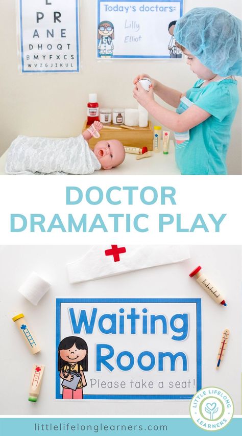 Preschool Drs Office Dramatic Play, Montessori Doctor Activities, Dr Office Preschool Pretend Play, Hospital Dramatic Play Free Printables, Doctor's Office Dramatic Play, Kids Doctors Office, Doctor Play Printables, Doctors Office Dramatic Play Preschool, Doctors Office Dramatic Play Preschool Free Printables