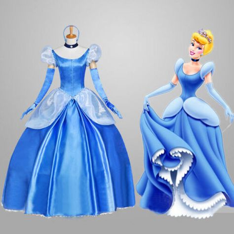 hot! Adult Princess Cinderella Costume Luxury Stage Fancy Cosplay Dress | eBay Cinderella Blue Dress, Cinderella Dress Costume, Blue Dress Costume, Cosplay Disney, Cinderella Cosplay, Disney Women, Ladies Fancy Dress, Rapunzel Dress, Costume Disney