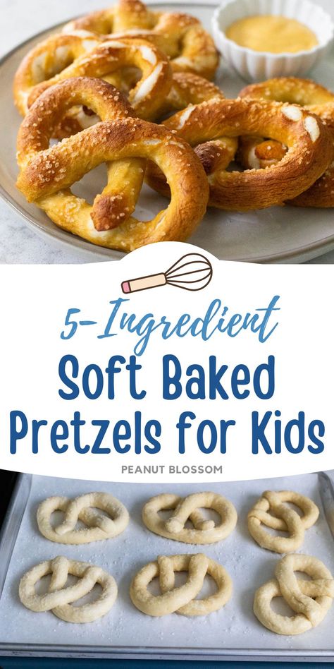 Make these easy homemade baked pretzels with kids, it's such a fun recipe for beginner bakers to learn how to use yeast. With just 5 ingredients, the easy pretzel dough is fun to shape and bake up in 10 minutes. Easy Pretzel Dough Recipe, How To Make Mini Pretzels, Easy Homemade Pretzels Without Yeast, Easy Pretzel Recipe For Kids, What To Make With Dough, High Calorie Snacks For Kids, Pretzel Recipe No Yeast, Easy Beginner Baking Recipes, Baked Pretzel Recipe