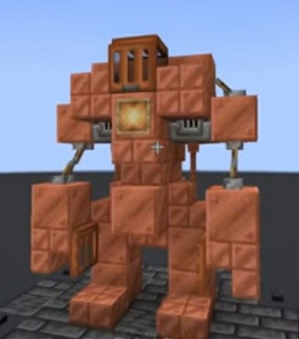 Minecraft Dieselpunk, Minecraft Golem Build, Copper Build Minecraft, Minecraft Gears Design, Steampunk Mc Builds, Minecraft Starwars Builds, Minecraft Robot Build, Small Tower Minecraft, Minecraft Guillotine