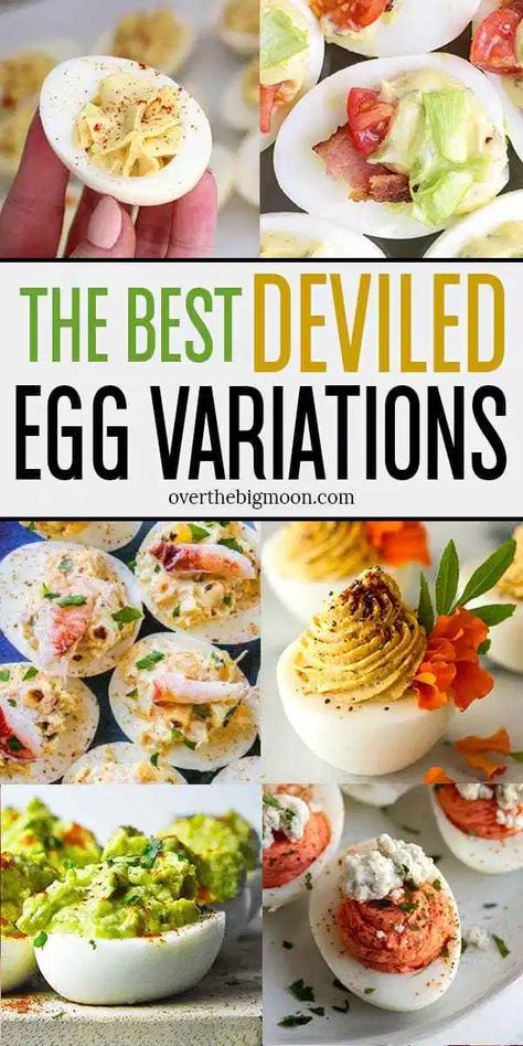 I've rounded up some of the Best Deviled Egg Variations for you to consider for your next dinner or party! I've got everything from some classic recipes to some variations that you've never even heard of! From overthebigmoon.com! Egg Appetizer, Egg And Grapefruit Diet, Devilled Eggs Recipe Best, Devilled Eggs, Best Deviled Eggs, Classic Recipes, Boiled Egg Diet, Deviled Eggs Recipe, Eggs Recipe