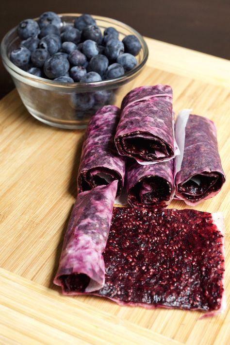 Blueberry Chia Seed Fruit Leather Hiking Snacks, Roll Ups Recipes, Chia Seed Recipes, Fruit Roll, Fruit Leather, Fruit Roll Ups, Dehydrated Food, Dehydrator Recipes, Roll Ups