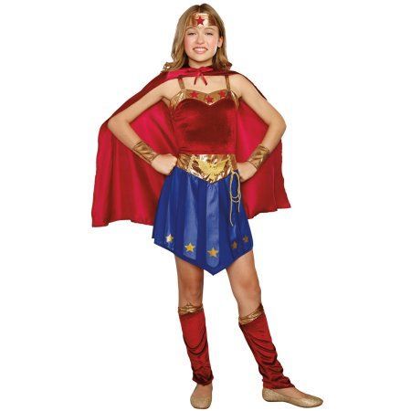 Wonder Cutie Tween Costume, Girl's, Size: Large, Multicolor Wonder Outfit, Target Outfits, Wonder Woman Dress, Knit Fabric Dress, Woman Costume, Plus Size Halloween Costume, Girls Long Sleeve Dresses, Super Hero Outfits, Wonder Woman Logo