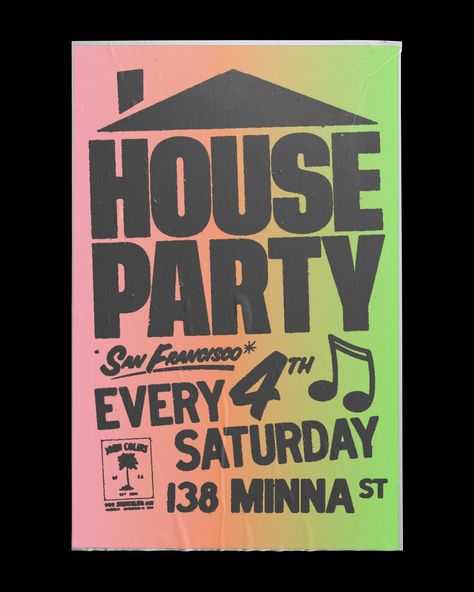 House Party Design Poster, House Party Graphic Design, Rave Party Poster, Club Night Poster, House Party Poster Design, Edm Graphic Design, House Music Flyer, House Music Poster Design, Rave Poster Design