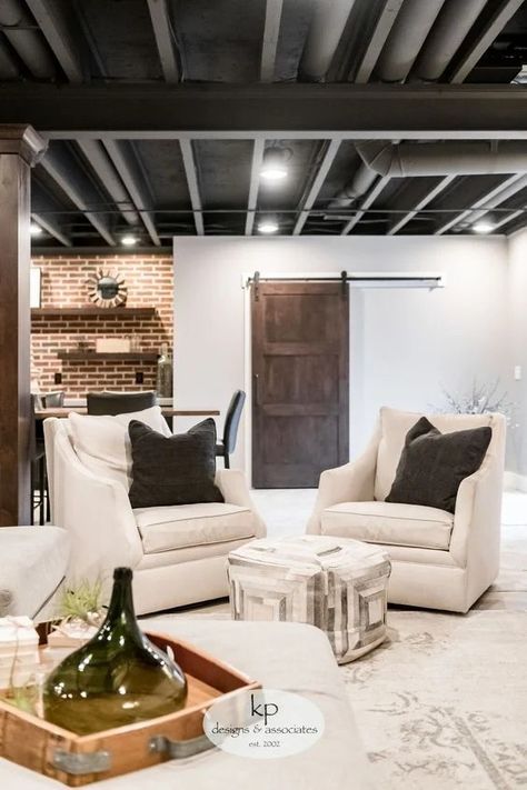 Basement Trends, Exposed Basement Ceiling, Industrial Basement, Open Basement, Low Ceiling Basement, Contemporary Basement, Small Basement Remodel, Basement Lighting, Rustic Basement