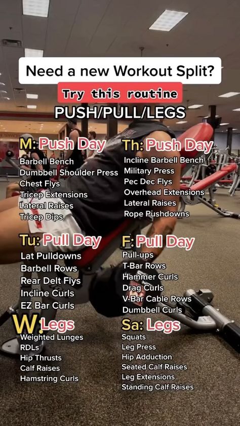 Push Pull Workout Routine At Home, 5 Day Push Pull Legs Workout, Strength And Hypertrophy Workout, Twice A Day Workout Plan, Pull Push Leg Workout For Women, Work Out Splits For Women, Pull Push Workout Plan, Ppl Workout Routine Men, Push Pull Leg Workout Routine