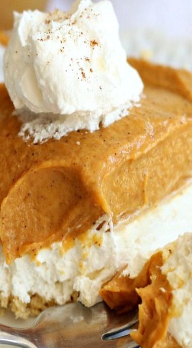 Double Layer Pumpkin Pie, Double Layer Pumpkin Cheesecake, Layered Pumpkin Cheesecake, Coconut Dessert, No Bake Pumpkin Cheesecake, Pumpkin Pie Cheesecake, Brownie Desserts, Savory Cakes, Oreo Dessert