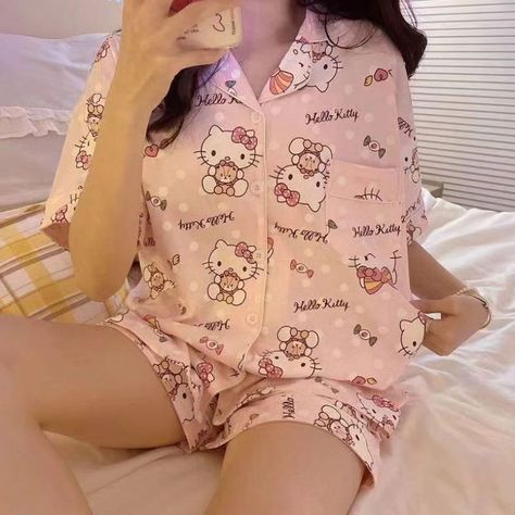 ﾟ☁︎｡ Kawaii night suits ﾟ☾ ﾟ(swipe for other options) Price- 990 + international shipping Size- M-XL Shop from link in bio Takes 4-7 weeks to deliver once preorders submitted . . . . . . #coquette #bow #bowseason #koreanfashion #top #imported Cartoon Designs, Korean Shorts, Kawaii Sanrio, Hello Kitty Cartoon, Home Clothes, Summer Pajamas, Night Suit, Cute Pajamas, Loungewear Set