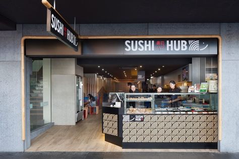 Sydney's sushi restaurant Sushi Hub commissioned Principle Design to create a unique new brand and architectural signage for the Sydney and Melbourne stores Sushi Store Design, Sushi Branding, Sushi Bar Design, Sushi Store, Sushi Cafe, Sushi Shop, Japanese Restaurant Design, Bar Signage, Sushi Design