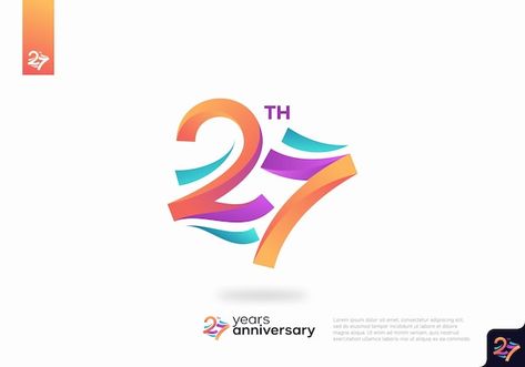 17 Number Design, Logomark Design, Logo Reference, 27th Anniversary, 56th Birthday, 17 Birthday, Birthday Logo, Number 27, Number Logo