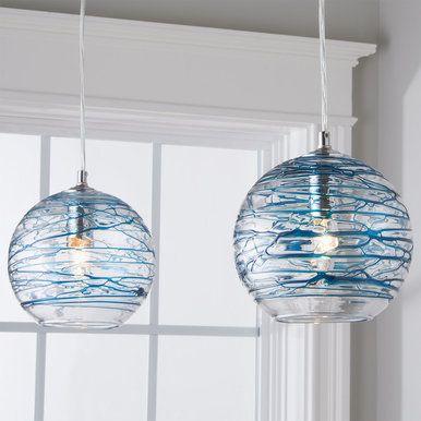 Blue Pendants - Shades of Light Seeded Glass Pendant, Glass Pendant Shades, Glass Shade Pendant Light, Glass Globe Pendant Light, Globe Art, Blown Glass Pendant, Globe Pendant Light, Pendant Light Shades, Deco Luminaire