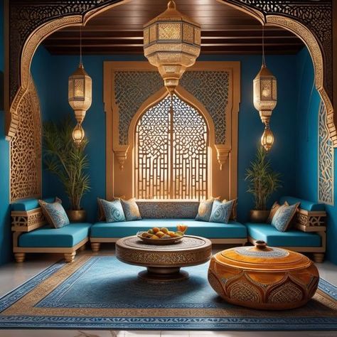 Middle Eastern Inspired Decor, Arabian Home Decor, Arabian Interior Design, Arabian House Design, Turkish Interior Design, Arabian Interior, Dekorasi Maroko, Salon Art Deco, Middle Eastern Decor