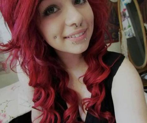 #red hair #piercings Lip Piercing Stud, Spiderbite Piercings, Labret Vertical, Girls With Dimples, Piercings Bonitos, Dimple Piercing, Piercing Face, Cheek Piercings, Spider Bite Piercing