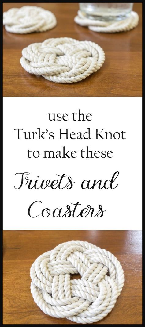 A Flat Turk's Head Knot is perfect for diy coasters & trivets. Instructions (start to finish), with images & videos. Perfect for your kitchen & for gifting. Scrappy Basket, Diy Rope Design, Hantverk Diy, Xmas Shopping, Rope Projects, Rope Diy, Hemma Diy, Rope Crafts, Diy Coasters