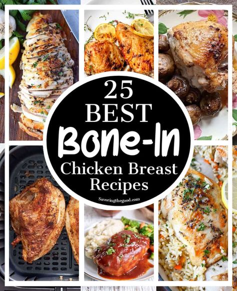 If you love bone-in chicken breast recipes this is the ultimate list for you. Cooking chicken breast on the bone ensures an extra juicy and tender result and cooking the meat with the chicken skin still intact with seals in the juices. You can cook it in so many different, delicious ways too. Skin On Chicken Breast Recipes, Chicken Breast With Bone Recipes, Split Chicken Breast Recipes Bone In, Chicken Breast Bone In Recipes, Split Chicken Breast Recipes, Bone In Chicken Breast Recipes, Cooking Chicken Breast, Split Breast Chicken Recipes, Bone In Chicken Breast