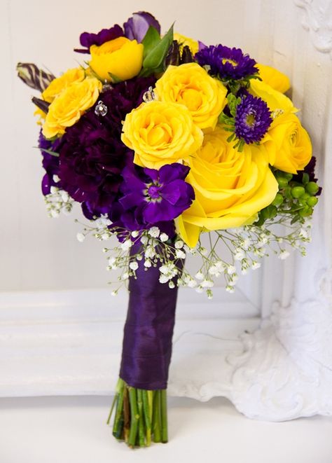 purple and yellow wedding bouquets | Wedding Purple and Yellow Purple And Yellow Wedding, Yellow Wedding Bouquet, Wedding Flowers Tulips, Elegant Wedding Flowers, Simple Wedding Flowers, Yellow Wedding Flowers, Yellow Bouquets, Purple Wedding Bouquets, Purple Wedding Flowers