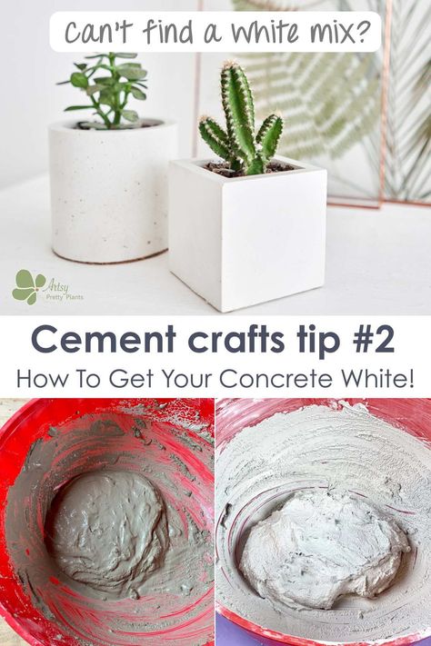 Diy Concrete Decor, Cement Art Concrete Projects, Cement Crafts Concrete Projects, Concrete Crafts Ideas, Concrete Crafts To Sell, White Cement Art, White Cement Diy Craft, How To Color Concrete, Diy Concrete Pots