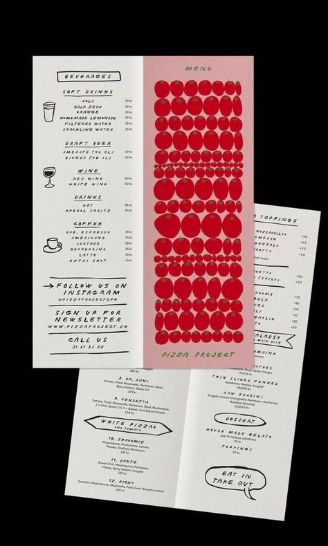 Pizza Project, Menu Design Inspiration, Mises En Page Design Graphique, Visuell Identitet, Café Design, Menue Design, Pizza Menu, Flyer Design Inspiration, 카드 디자인