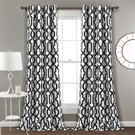 Black And White Curtains, Modern Trellis, White Trellis, Moroccan Room, Light Blocking Curtains, Contemporary Curtains, Black Rooms, Curtain Room, Lush Decor