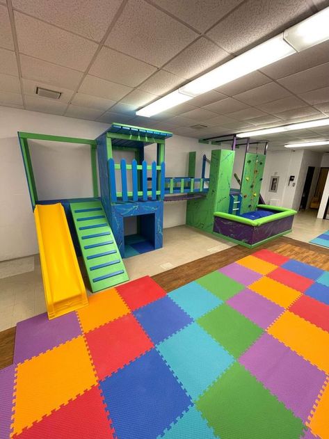 Sensory Gym for Occupational Therapy | Royalty Sensory Gyms Pediatric Therapy Gym, Sensory Gym Occupational Therapy, Occupational Therapy Room, Sensory Gym, Soft Tiles, Sensory Equipment, Therapy Clinic, Therapy Center, Room Gym