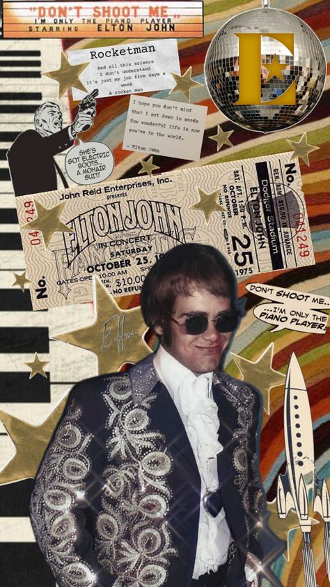 Elton John soft colours!   #eltonjohn #aesthetic #70s #collage Elton John Aesthetic, 70s Collage, John Aesthetic, Aesthetic 70s, Elton John, Collage