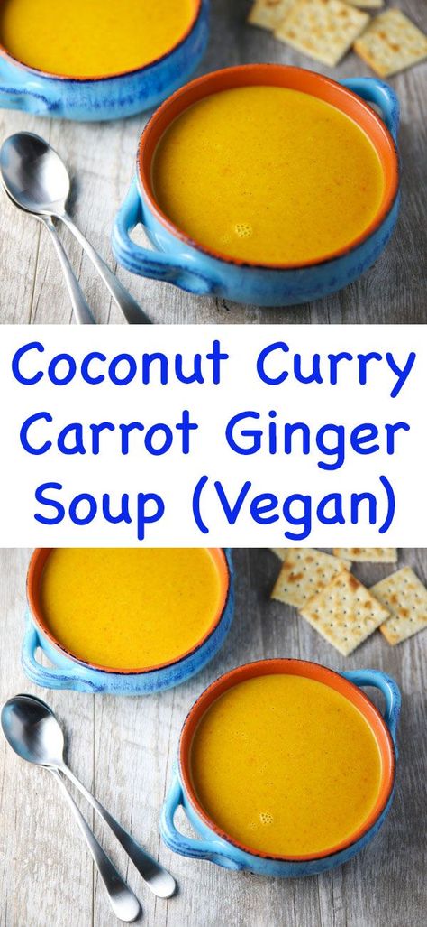 This Coconut Curry Carrot Ginger Soup is super easy to make and is loaded with flavor! Plus it's Vegan and Gluten Free! Curry Healthy, Veggie Bowls, Keto Soups, Carrot Ginger Soup, Comfort Soup Recipes, Ginger Soup, Feeling Healthy, Aip Diet, Coconut Soup