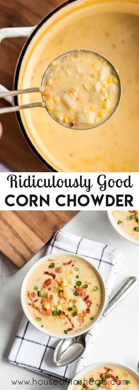 Corn Chowder Soup, Creamy Potatoes, Potato Corn Chowder, Corn Chowder Recipe, Chowder Soup, Chowder Recipe, Vegan Healthy, Soup And Stew, Corn Chowder