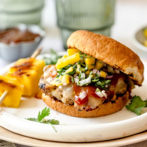 Hawaiian Turkey Burgers, Hawaiian Burgers Pineapple, Apple Turkey Burgers, Burger With Pineapple, Turkey Kabobs, Chicken Fillet Burger, Teriyaki Turkey Burgers With Pineapple, Teriyaki Burgers With Grilled Pineapple, Bbq Pineapple