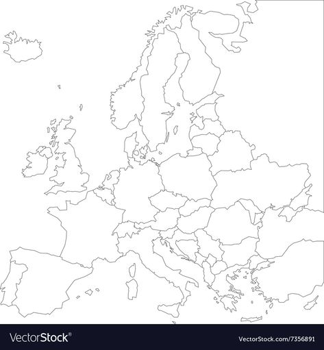 Europe Map Black And White, Europe Map Printable, Free Printable World Map, Blank World Map, World Map With Countries, Map Of Europe, Map Template, Asia Map, Map Outline