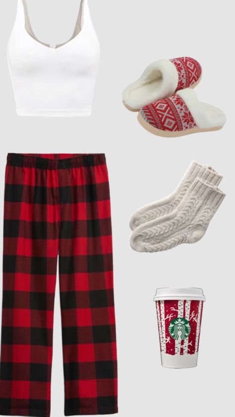 Red Plaid Pants Outfit, Pajama Pants Outfit, Plaid Pants Outfit, Red Plaid Pants, Pajamas Aesthetic, Simple Outfits For School, Red Clothing, Cute Christmas Outfits, Womens Pjs