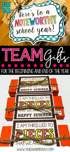 Get ready for back to school with these adorable team gifts!  Simply print the free gift tag, and you’re coworker gifts will be all set!  Here’s to a NOTEWORTHY school year that I’m sure your team will be thrilled to PIECES about! Teacher Morale, Beginning And End, Teacher Treats, Coworker Gifts, Staff Gifts, Employee Appreciation Gifts, Free Gift Tags, School Teacher Gifts, Diy Teacher Gifts