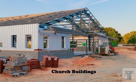 Contemporary Church Design, General Steel Buildings, Church Building Plans, Archway Decor, Maquette Architecture, Metal Building Kits, Church Building Design, Siding Options, Building Foundation