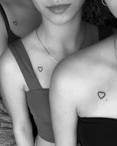 Heart Matching Tattoos, Bsf Tattoos, Matching Heart Tattoos, Sisters Tattoo, Heart Tattoos, Collar Bone Tattoo, Sister Tattoos, Matching Tattoos, Heart Tattoo