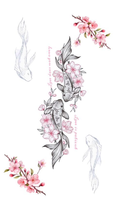 Card Size Tattoos Ideas, Drawings Of Tattoos Sketches, Black Female Sleeve Tattoo, Back Tattoo Women With Meaning, Cherry Blossom Tattoo On Back Shoulder, Cherry Blossom Tree Spine Tattoo, Japanese Hawaiian Tattoo, Koi Fish Hip Tattoos Women, Back Tattoo Pieces For Women