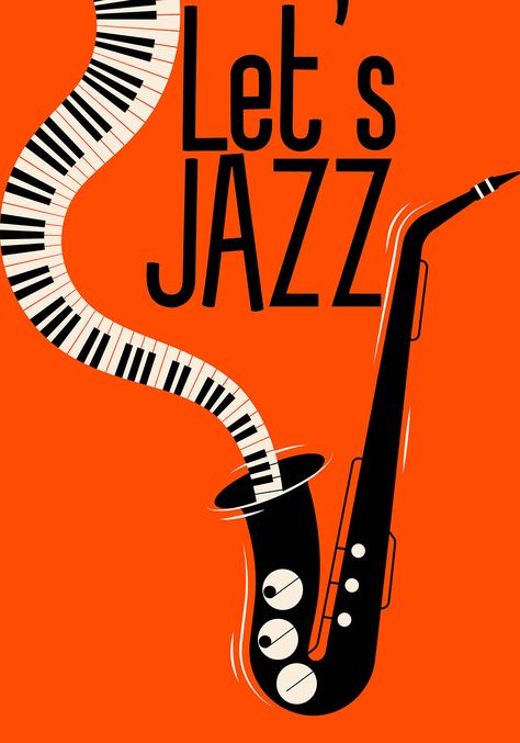 jazz poster Retro Music Art, Orange Backdrop, American Advertising, Arte Jazz, Chic Artwork, Retro Americana, Orange Poster, Americana Art, Jazz Poster