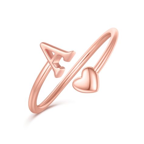 PRICES MAY VARY. CHARM INITIAL RINGS SIZE-Heart initial rings have an opening diameter of 18mm and a width of 1-2mm. The initial ring adopts an open stackable design, suitable for women to wear and take off. You don't need to worry about that the size of the letter ring will not fit your fingers. INITIAL LETTER RINGS MATERIAL-Rose gold plated initial rings, be made of premium brass, no rust or discoloration, nickel free, lead free, hypoallergenic and does not fade. Unique heart initials letter r Heart Alphabet, Letter Rings, Initial Rings, Ring Plate, Letter Ring, Expensive Jewelry, Everyday Rings, Initial Ring