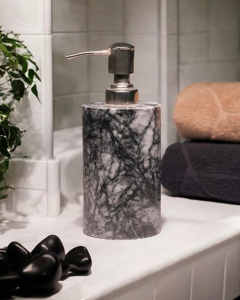 Elevate your bathroom aesthetic with our Italian Black Marble Soap Dispenser. Dimensions - 7” Weight - 0.85 Kgs #marbledispenser #soapdispenser #marblehandicrafts #bathroomessentials #homedecor #StoneSymmetry #italianmarble Shop now: www.stonesymmetry.com (Marble Soap Dispenser, Bathroom essentials, Black Italian Marble, Stone Symmetry, Marble handicrafts) Soap Dispenser Bathroom, Marble Soap, Bathroom Aesthetic, Italian Marble, Marble Stone, Bathroom Essentials, Black Marble, Soap Dispenser, Marble