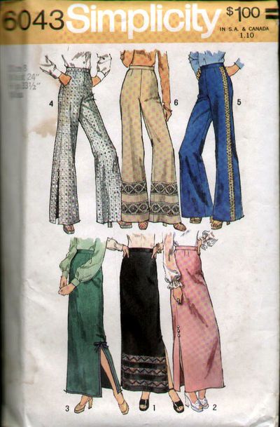 Pants Patterns, 70s Sewing Patterns, 70s Pants, 1970s Sewing Patterns, Patron Vintage, Embroidered Ribbon, Making Stuff, Skirt Patterns Sewing, Simplicity Sewing