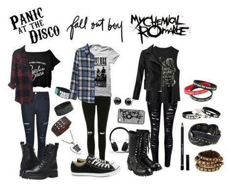 Emo Mode, Cute Emo Outfits, Emo Trinity, Mode Kawaii, Mode Punk, Band Outfits, Panic At The Disco, Rock Punk, Emo Outfits