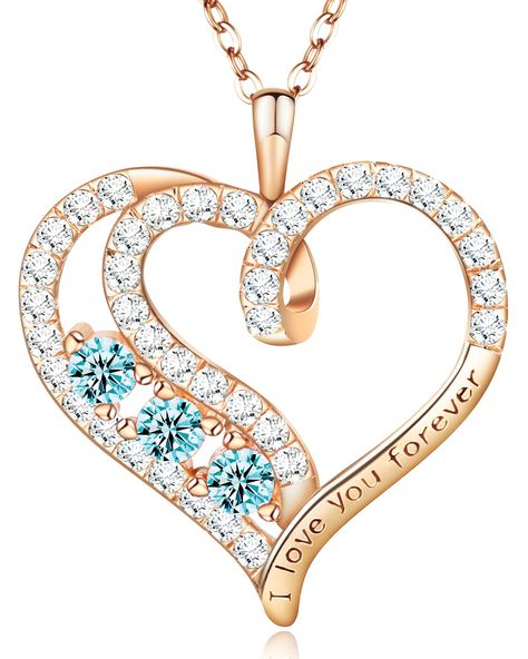 PRICES MAY VARY. 💕ELEGANT CRAFTSMANSHIP💕 Heart necklace for women with a double heart design indicates your mutual love and understanding. The love pendant embed with 5A white cubic zirconias and three small cubic zirconias, reflecting attractive brilliance like a diamond. None of the women can resist this glittering necklace with simple line design, it can show elegance and grace of a lady in a good way. The pendant also carved with "I Love You Forever" to show your love for her. 💕FOREVER LO Gold Birthstone Necklace, Mother Days Gift, Woman Jewelry, Airbrush Art, Gold Necklace Women, Metal Heart, Birthstone Pendant, Birthday Jewelry Gift, Necklaces Jewelry