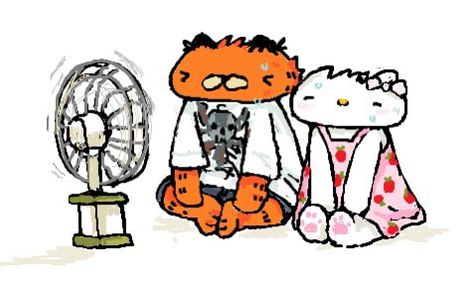 Hello Kitty And Garfield, Garfield And Hello Kitty, Garfield Images, Cartoon Cats, Arte Punk, Its Cold, Hello Kitty Art, Little Doodles, Art Memes