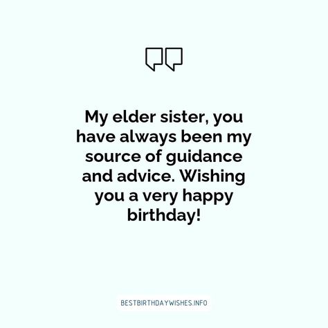 Your elder sister has been a source of strength and support throughout your life. On her birthday, make sure to let her know how much she means to you... | # #BirthdayWishes Check more at https://www.ehindijokes.com/birthday-wishes-for-elder-sister-2/ Elder Sister Birthday Quotes Meaningful, Happy Birthday Elder Sister Quotes, Elder Sister Quotes Meaningful, Birthday Wishes For Elder Sister, Happy Birthday Elder Sister, Unique Birthday Wishes, Heartwarming Quotes, Sister's Birthday, Elder Sister