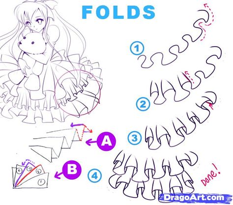 how to draw ruffles | how to draw folds step 6 Anime Ruffles, Draw Ruffles, Draw Folds, How To Draw Ruffles, Drawing Tut, Drawing Comics, How To Draw Anime, Manga Tutorial, Draw Manga