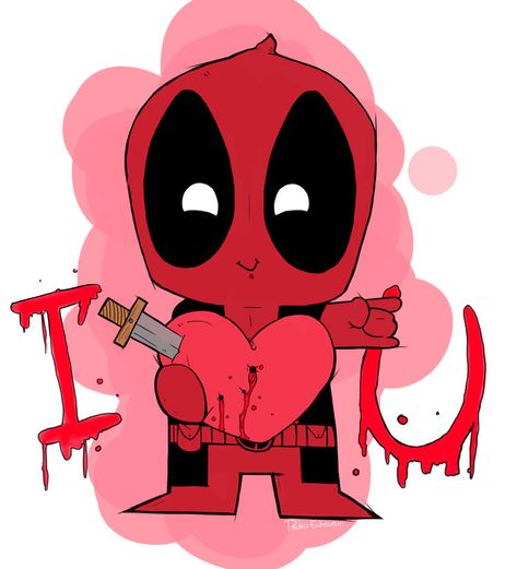 deadpool love by ulquiorravastolorde on DeviantArt Deadpool Valentines, Deadpool Kawaii, Deadpool Party, Cute Deadpool, Deadpool Love, Deadpool Funny, Deadpool Art, Deadpool Comic, Deadpool And Spiderman