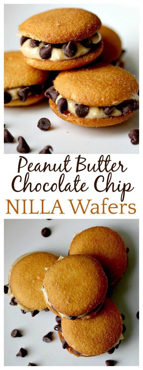 Such a fun, yummy cookie recipe! Leave Santa a little something new this Christmas with these Peanut Butter Chocolate Chip NILLA Wafer Sandwiches - creamy peanut butter icing topped with mini chocolate chips squeezed between two crunchy NILLA wafers! November Snacks, Nilla Wafer Recipes, December Recipes, Fancy Treats, Peanut Butter Icing, Nilla Wafers, Butter Icing, Amazing Desserts, Tough Cookie