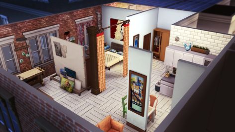 17 Culpepper House Layout, 17 Culpepper House, Culpepper House, Studio Layout, A Studio Apartment, Sims 4 Studio, Sims 4 House Plans, Sims 4 House Building, Sims 4 House Design