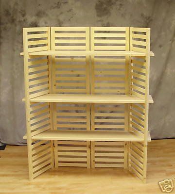 Display wood  selfs For Crafts Booths | Display Shelf, Portable with (3) Shelves 4 Panels 58 T for sale Portable Shelves Craft Displays, Vertical Booth Display Ideas, Diy Folding Shelves For Craft Show, Tshirt Popup Shop Table Display Ideas, Grid Wall Shelves, Tumbler Display Stands, Easy Display Shelves Craft Fairs, Craft Displays Booth, Portable Shelving Display