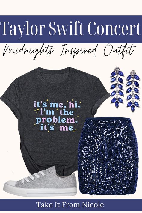 Taylor Swift Concert Outfit Ideas Couples, Era Tour Midnights Outfit, Taylor Swift Concert Outfit Easy, Taylor Swift Outfit Ideas For Moms, Plus Eras Tour Outfits, Taylor Swift Aesthetic Concert Outfits, Eras Tour T Shirt Outfit, Comfortable Taylor Swift Concert Outfits, Swiftie Concert Outfit