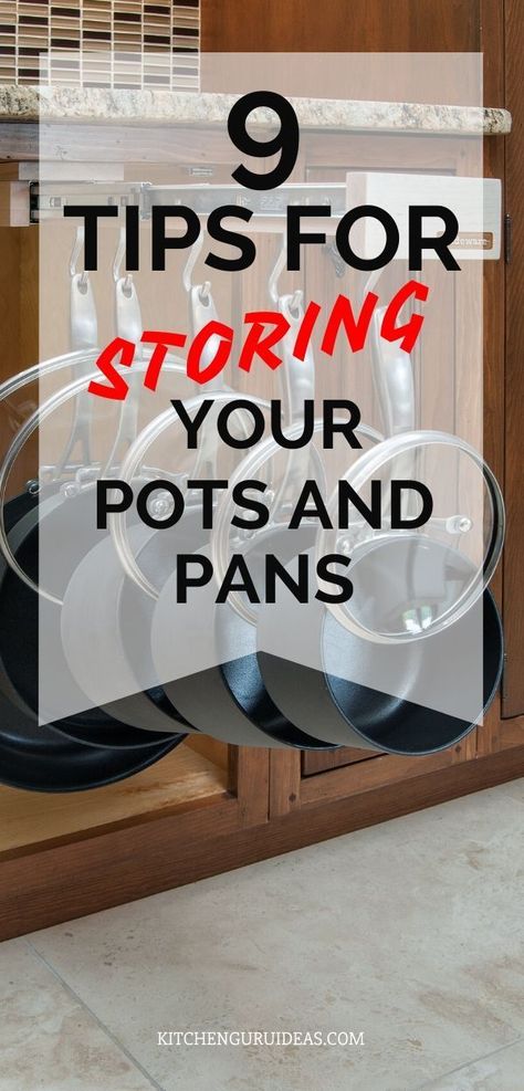 I used to struggle with the pots and pans in my kitchen. They took up a lot of space and this made it difficult to get things done in the kitchen. As a result of not storing the pots properly, they would end up getting damaged and this meant having to buy new cookware every now and then. With time, I learned how to store the pots neatly and I will share some tips below so as to bring some order back into your kitchen. #cookwarestorage #panorganization #spacesavingideas #cabinetstorage Kitchen Pot And Pan Organization, Kitchen Pans Organization, Store Pots And Pans, Pan Storage Diy, Pot Lid Storage, Cookware Organization, Pot And Pans Organization, Cookware Storage, Pot Organization